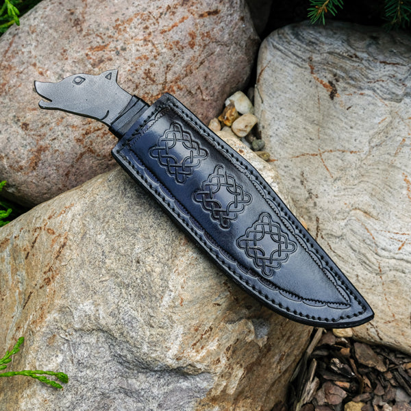 Forged Celtic knife Wolf's head with scabbard