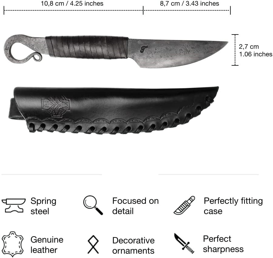 Couteau celtique forgé Voluta avec fourreau