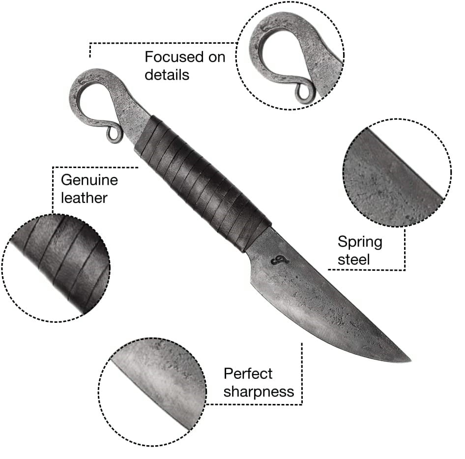 Kovaný keltský nůž Voluta s pochvou