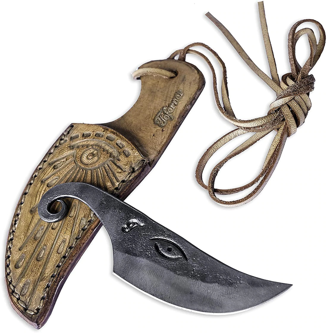 Couteau celtique forgé Mini oeil avec fourreau