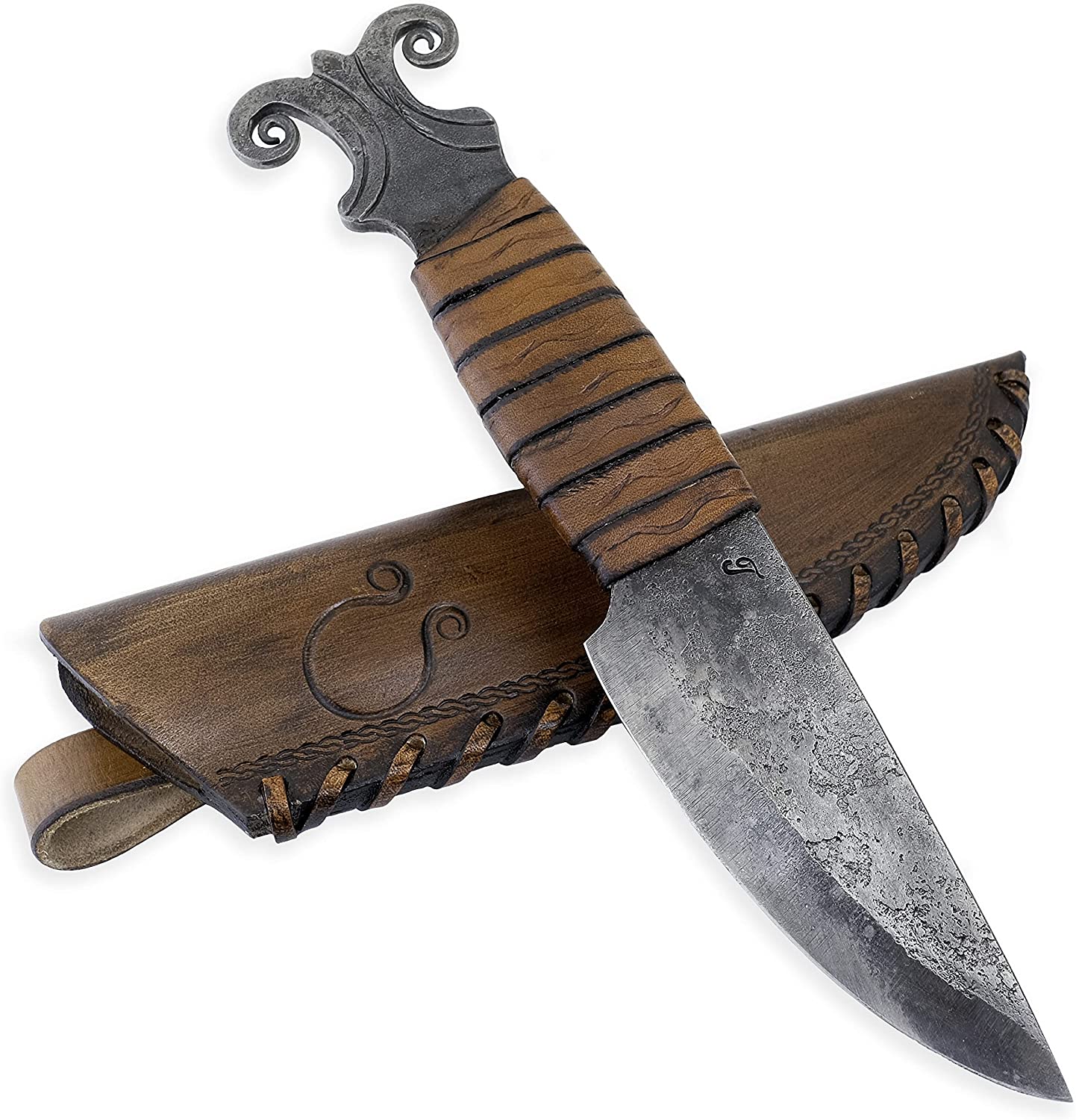 Couteau celtique forgé Bélier avec fourreau