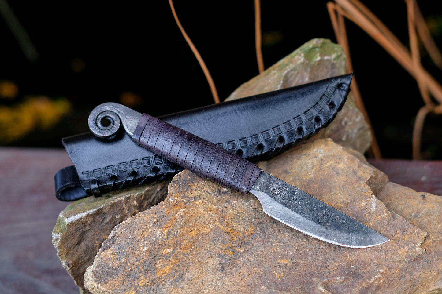 Forged Celtic knife Snail (small) with scabbard