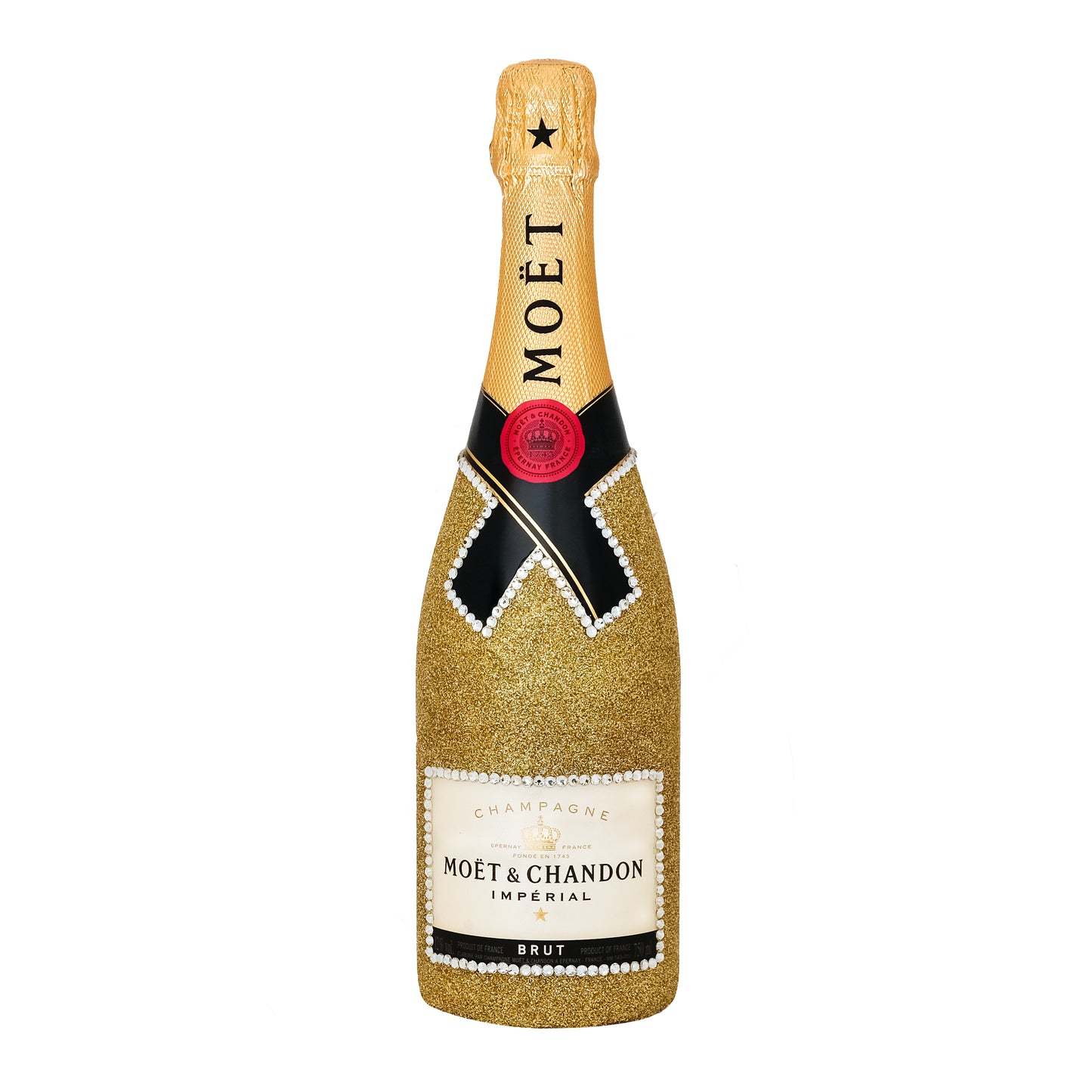 Moët Chandon Imperial Brut decorated with gold glitter